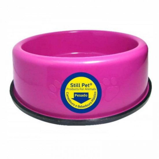 COMEDOURO PLAST PESADO 1500ML ROSA