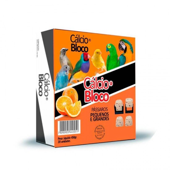 CALCIO BLOCO PASSAROS LARANJA 450G C/20