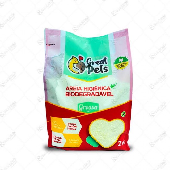 AREIA P/GATO MANDIOCA BIODEG GROSSA 2KG