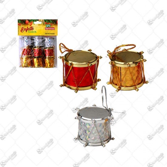 ENFEITE TAMBOR 3 CORES C/9 2,5CM