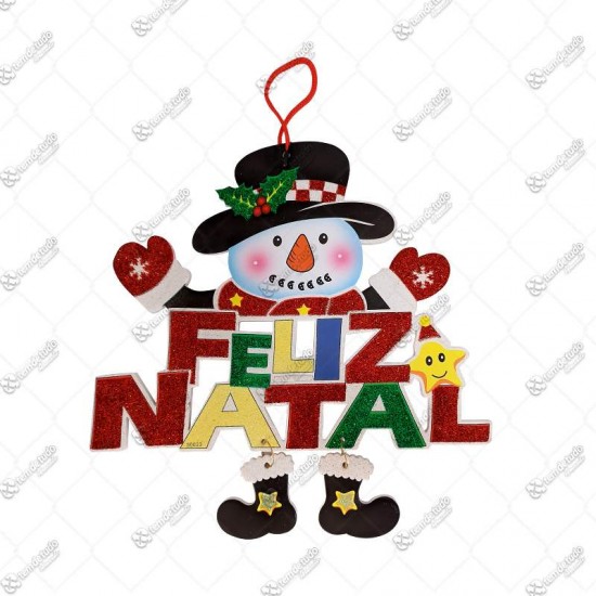 PLACA BONECO NEVE FELIZ NATAL