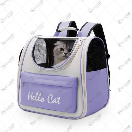 MOCHILA PET HELLO CAT CINZA C/LILAS