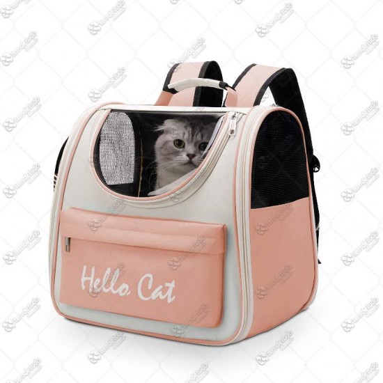 MOCHILA PET HELLO CAT CINZA C/ROSA