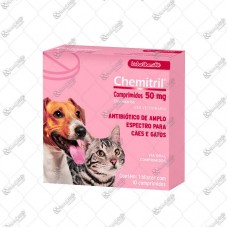 9108 - CHEMITRIL 50MG C/10 COMPR CAES E GATOS 