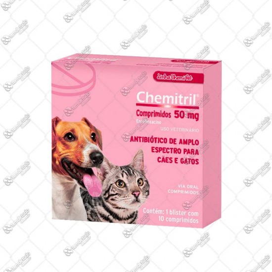 CHEMITRIL 50MG C/10 COMPR CAES E GATOS 