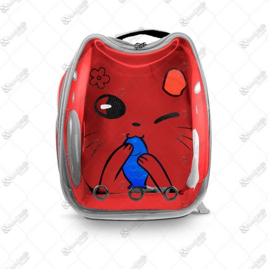 MOCHILA PET ESPACIAL GATINHO VERMELHA