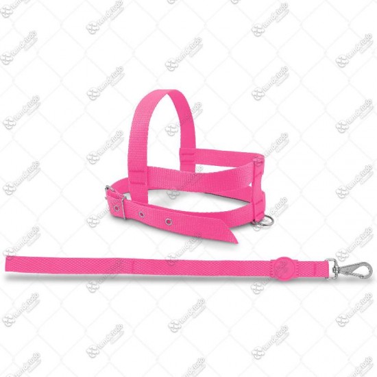 PEITORAL C/GUIA NYLON P ROSA FLUOR