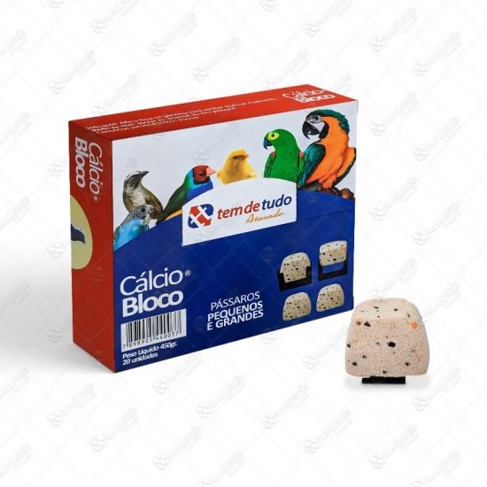 CALCIO BLOCO PASSAROS NATURAL 450G C/20