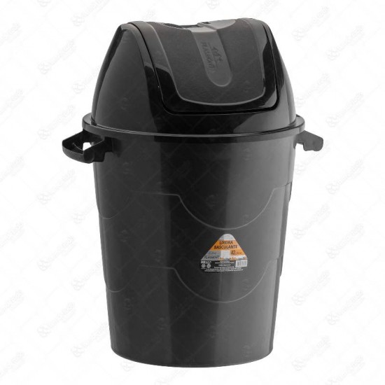 LIXEIRA PLASTICA PRETA BASC 42LT RECICLA