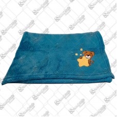 17285 - COBERTOR SOFT BORDADO AZUL 70X1,00