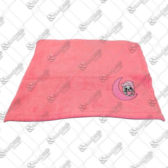 COBERTOR SOFT BORDADO ROSA 70X1,00