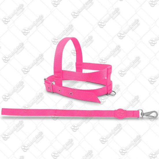 PEITORAL C/GUIA NYLON N01 ROSA NEON