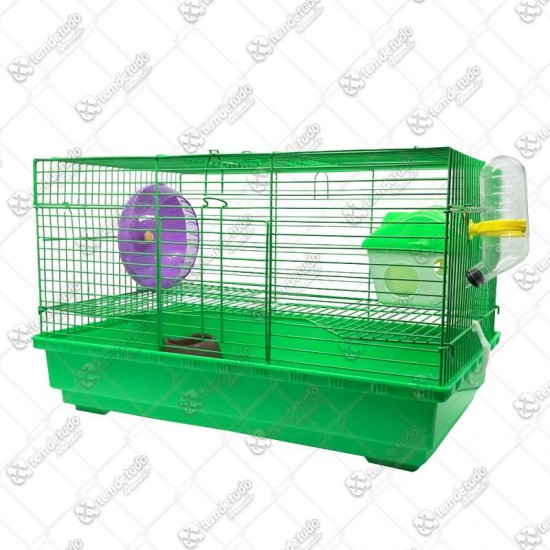 GAIOLA HAMSTER 2 ANDARES C/RODA VERDE