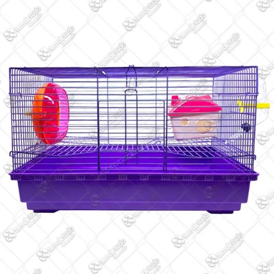 GAIOLA HAMSTER 2 ANDARES C/RODA LILAS