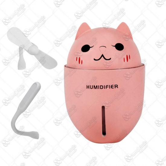 UMIDIFICADOR DE AR PORTATIL GATINHO ROSA