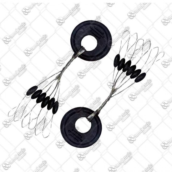 KIT STOPPER PESCA BORRACHA REDONDA C/100