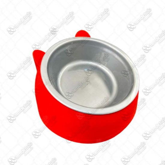 COMEDOURO 250ML GATO DE ORELHA VERMELHO