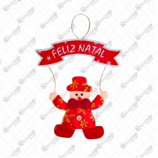 18851 - BONECO NEVE C/PLACA FELIZ NATAL 21CM