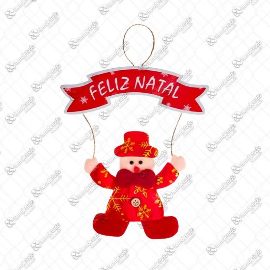 BONECO NEVE C/PLACA FELIZ NATAL 21CM