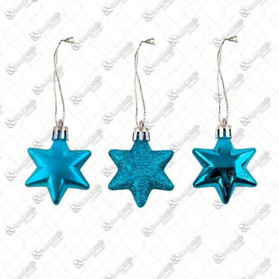 ENFEITE ESTRELA AZUL C/3 4,5X4CM