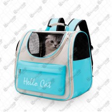 19021 - MOCHILA PET HELLO CAT CINZA C/AZUL