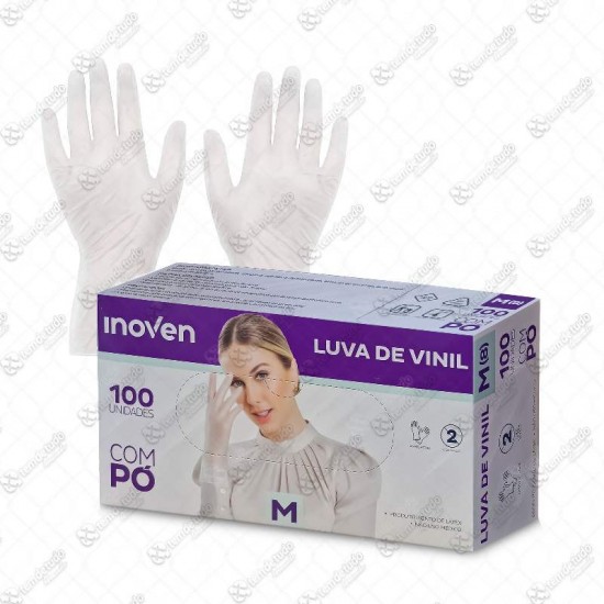 LUVA PROCEDIMENTO VINIL M COM PO C/100