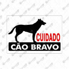 4458 - PLACA SINALIZ CUIDADO CAO BRAVO 20X30