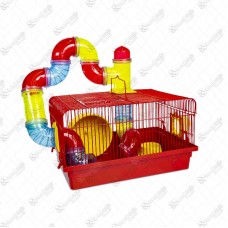 8978 - GAIOLA HAMSTER TUBO LUXO VERMELHA