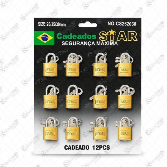 CADEADO STAR 20/25/30MM CARTELA C/12