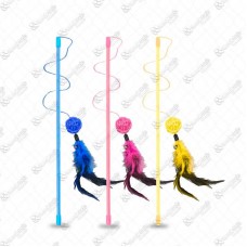 20286 - BRINQUEDO GATO VARA BOLA/PENA/GUIZO 40CM