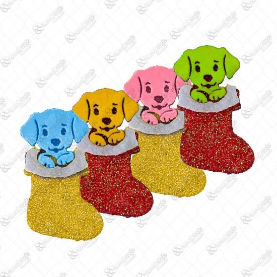 ADESIVO PET CAO NA MEIA DE NATAL C/20
