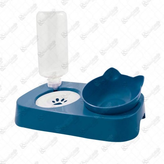 COMEDOURO DUPLO GATINHO AZUL