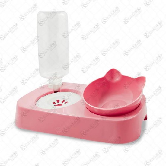 COMEDOURO DUPLO GATINHO ROSA