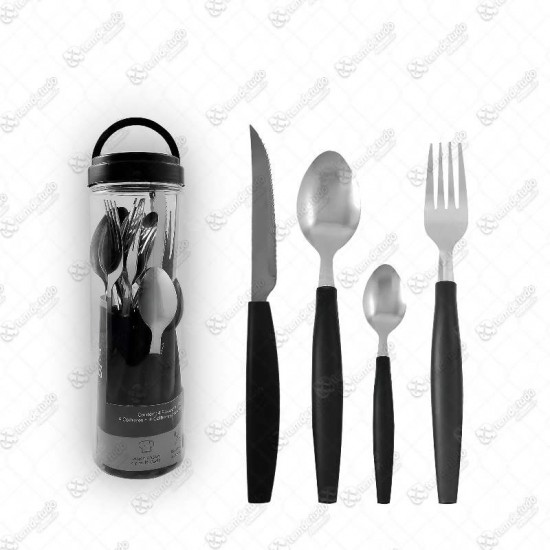 JOGO TALHERES PRETO C/16 PEÇAS