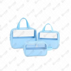 20883 - KIT 3 BOLSAS NECESSAIRE P/VIAGEM AZUL